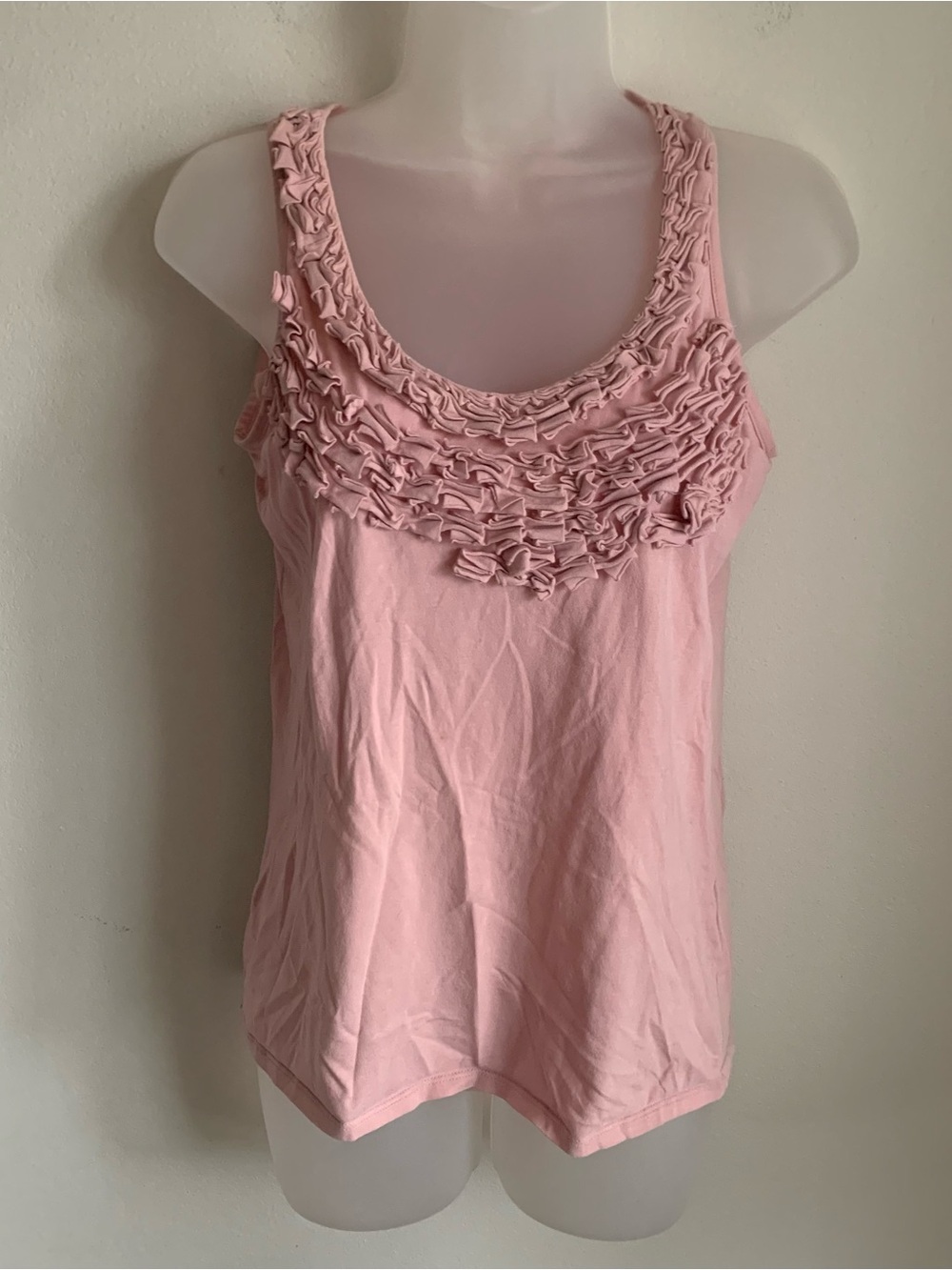 Garnet Hill Light Pink Ruffle Scoop Neck Tank